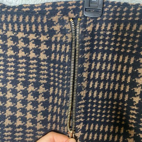 Asos womens 14 herringbone black mini skirt zip front knit geometric stretch - Picture 6 of 9